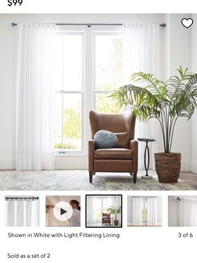 Pottery Barn White Sheer Window Curtains - Set of 2